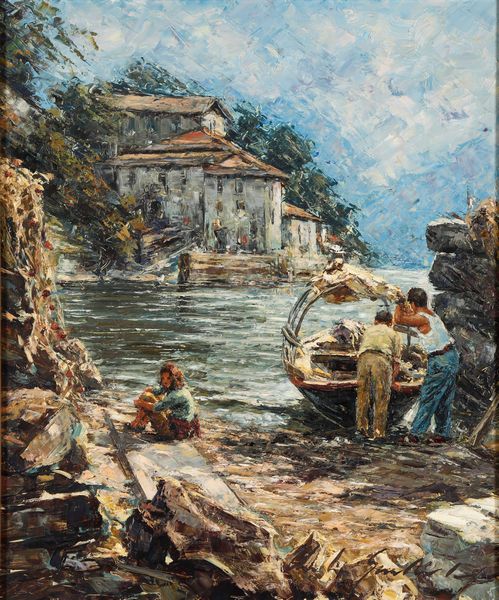 Artista non identificato Veduta con pescatori  - Asta Dipinti del XIX-XX Secolo - Associazione Nazionale - Case d'Asta italiane