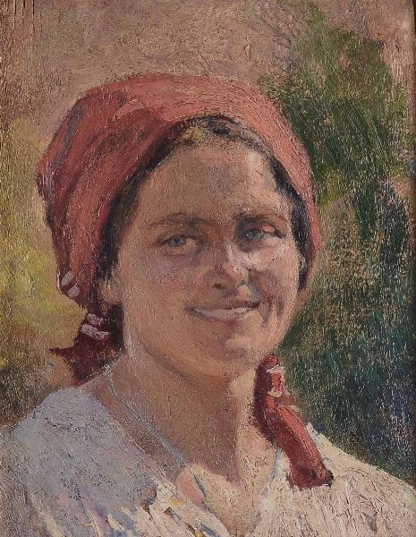 Pittore del XIX secolo Volto di contadina  - Asta Dipinti del XIX-XX Secolo - Associazione Nazionale - Case d'Asta italiane