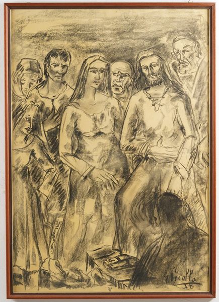 Giacomo Picollo : Scena religiosa  - Asta Dipinti del XIX-XX Secolo - Associazione Nazionale - Case d'Asta italiane