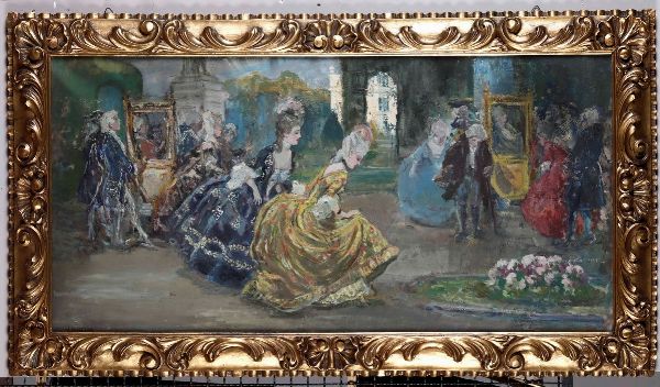 Vincenzo La Bella (Napoli 1872-1954) Figure in costume  - Asta Dipinti del XIX-XX Secolo - Associazione Nazionale - Case d'Asta italiane