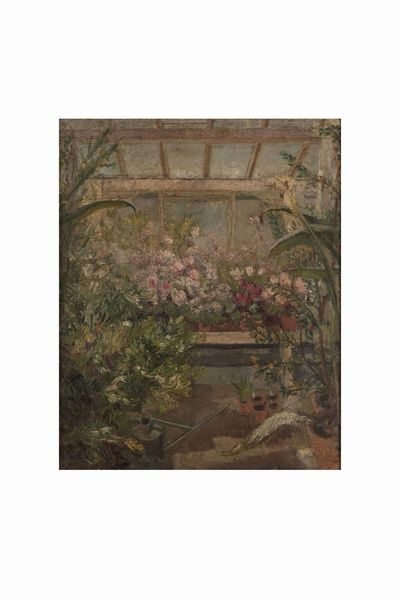 Pittore del XIX-XX secolo Serra con fiori  - Asta Dipinti del XIX-XX Secolo - Associazione Nazionale - Case d'Asta italiane