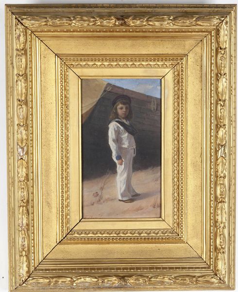 F. Boschi Ritratto di bambino con abiti da marinaretto  - Asta Dipinti del XIX-XX Secolo - Associazione Nazionale - Case d'Asta italiane