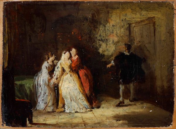 Domenico Morelli : Scena galante con figure in abiti depoca  - Asta Dipinti del XIX-XX Secolo - Associazione Nazionale - Case d'Asta italiane