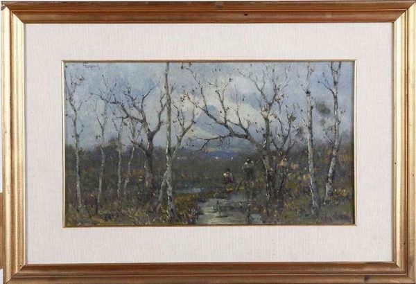 Pittore del XIX-XX secolo Alberi e stagno  - Asta Dipinti del XIX-XX Secolo - Associazione Nazionale - Case d'Asta italiane