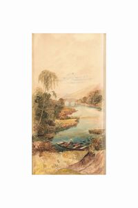 John Teasdale : Paesaggio fluviale  - Asta Dipinti del XIX-XX Secolo - Associazione Nazionale - Case d'Asta italiane