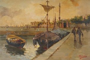 Maresca Scorcio di porto  - Asta Dipinti del XIX-XX Secolo - Associazione Nazionale - Case d'Asta italiane