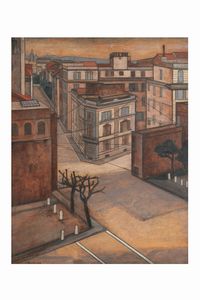 E. Panzeri Paesaggio cittadino 1939  - Asta Dipinti del XIX-XX Secolo - Associazione Nazionale - Case d'Asta italiane