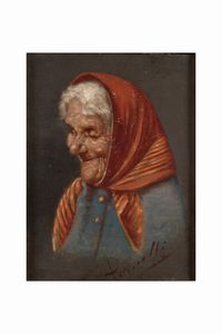 Vincenzo Pasquale Petrocelli : Anziana signora  - Asta Dipinti del XIX-XX Secolo - Associazione Nazionale - Case d'Asta italiane