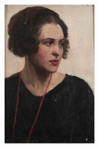 Anonimo del XIX-XX secolo Ritratto di donna con collana di corallo  - Asta Dipinti del XIX-XX Secolo - Associazione Nazionale - Case d'Asta italiane