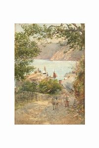 Fritz Althaus : Paesaggio costiero con molo  - Asta Dipinti del XIX-XX Secolo - Associazione Nazionale - Case d'Asta italiane