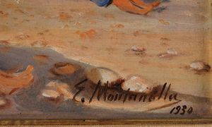 Anonimo del XIX secolo Bagnanti sulla spiaggia  - Asta Dipinti del XIX-XX Secolo - Associazione Nazionale - Case d'Asta italiane