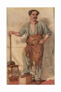 Anonimo del XIX-XX secolo Fabbro  - Asta Dipinti del XIX-XX Secolo - Associazione Nazionale - Case d'Asta italiane