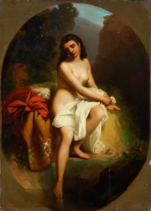 Francesco Semino : Figura femminile al bagno  - Asta Dipinti del XIX-XX Secolo - Associazione Nazionale - Case d'Asta italiane