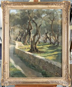 Gustav Zorn : Bordighera 1883, Ulivi  - Asta Dipinti del XIX-XX Secolo - Associazione Nazionale - Case d'Asta italiane