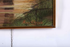 Pina Villanis : Paesaggio con canale  - Asta Dipinti del XIX-XX Secolo - Associazione Nazionale - Case d'Asta italiane