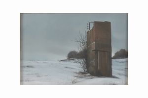 Francesco De Panis : Paesaggio innevato  - Asta Dipinti del XIX-XX Secolo - Associazione Nazionale - Case d'Asta italiane