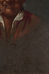 Vincenzo Pasquale Petrocelli : Uomo con pipa  - Asta Dipinti del XIX-XX Secolo - Associazione Nazionale - Case d'Asta italiane
