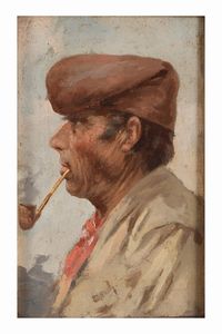 Anonimo del XIX-XX secolo Uomo con pipa  - Asta Dipinti del XIX-XX Secolo - Associazione Nazionale - Case d'Asta italiane