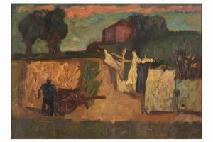 Epifanio Pozzato : Il cascinetto di Zio Ernesto, 1965  - Asta Dipinti del XIX-XX Secolo - Associazione Nazionale - Case d'Asta italiane