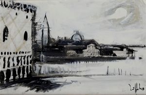 Carlo Toffolo - Veduta di Venezia con Isola di San Giorgio e scorcio di Palazzo Ducale