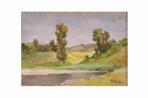 Noel Quintavalle (Noelqui) : Paesaggio fluviale  - Asta Dipinti del XIX-XX Secolo - Associazione Nazionale - Case d'Asta italiane