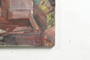 Pittore del XX secolo Veduta di paese, 1983  - Asta Dipinti del XIX-XX Secolo - Associazione Nazionale - Case d'Asta italiane