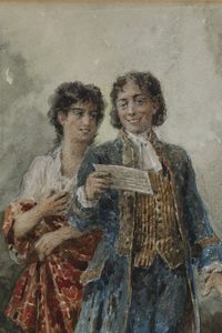 GIACOMO CAMPI : Coppia di amanti  - Asta Dipinti del XIX-XX Secolo - Associazione Nazionale - Case d'Asta italiane