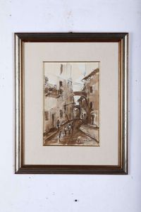 Tre dipinti diversi, due acquerelli e una tempera su carta  - Asta Dipinti del XIX-XX Secolo - Associazione Nazionale - Case d'Asta italiane