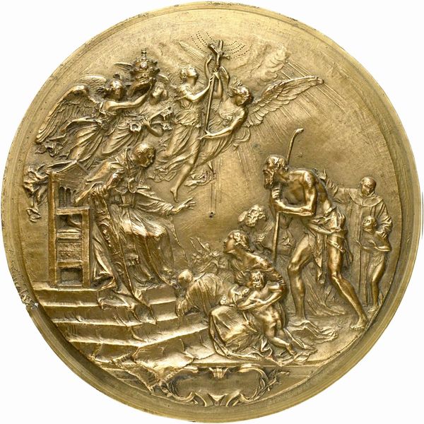 Papa in trono con i fedeli  - Asta Placchette, Medaglie, Sculture e Ceramiche dal XIV al XIX secolo - Associazione Nazionale - Case d'Asta italiane
