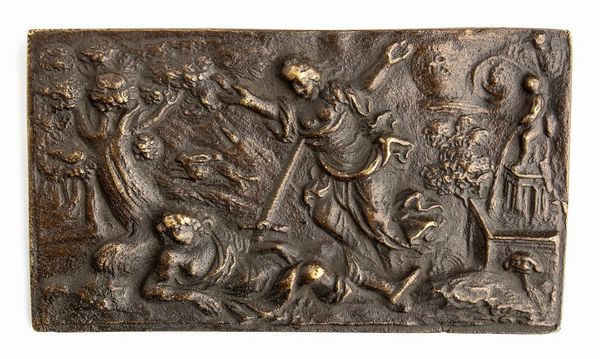 Maestro delle Metamorfosi di Ovidio : Piramo e Tisbe  - Asta Placchette, Medaglie, Sculture e Ceramiche dal XIV al XIX secolo - Associazione Nazionale - Case d'Asta italiane