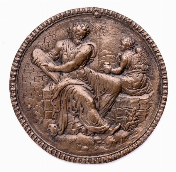 Cerchia del Maestro H.G.? San Matteo  - Asta Placchette, Medaglie, Sculture e Ceramiche dal XIV al XIX secolo - Associazione Nazionale - Case d'Asta italiane