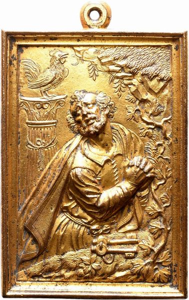 Maestro dei Santi Penitenziali : San Pietro  - Asta Placchette, Medaglie, Sculture e Ceramiche dal XIV al XIX secolo - Associazione Nazionale - Case d'Asta italiane