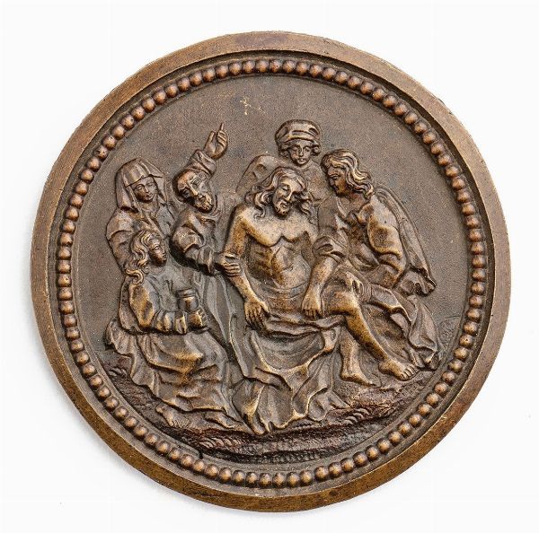 Cristo deposto nel Sepolcro con personaggi attorno  - Asta Placchette, Medaglie, Sculture e Ceramiche dal XIV al XIX secolo - Associazione Nazionale - Case d'Asta italiane