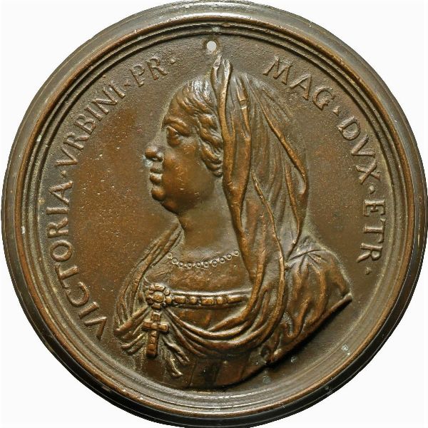 Antonio Selvi : Vittoria della Rovere (1622 – 1694) moglie di Ferdinando II  - Asta Placchette, Medaglie, Sculture e Ceramiche dal XIV al XIX secolo - Associazione Nazionale - Case d'Asta italiane