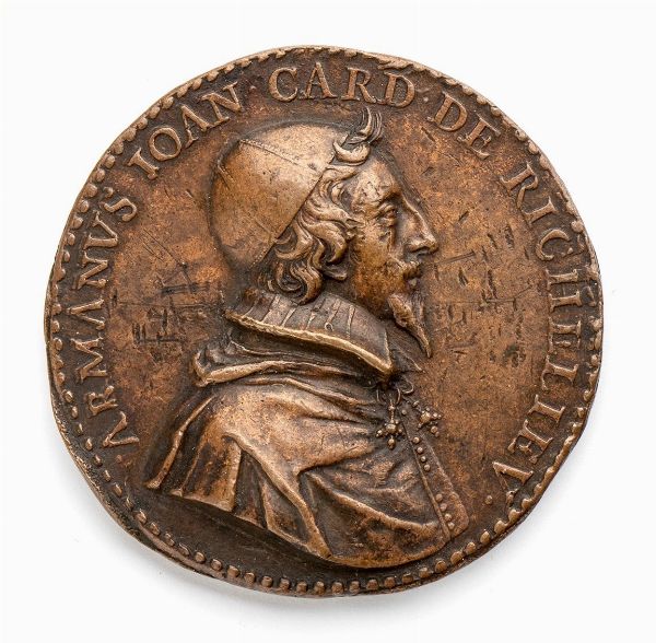 Jean Varin (Warin) : Cardinale Armand-Jean du Plessis de Richelieu (1585 – 1642)  - Asta Placchette, Medaglie, Sculture e Ceramiche dal XIV al XIX secolo - Associazione Nazionale - Case d'Asta italiane