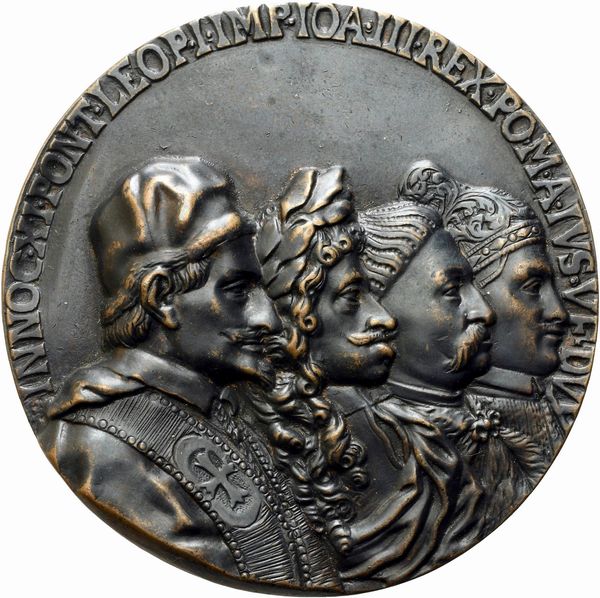 Johann Ignaz  Bendl : Lega Santa contro i turchi  - Asta Placchette, Medaglie, Sculture e Ceramiche dal XIV al XIX secolo - Associazione Nazionale - Case d'Asta italiane