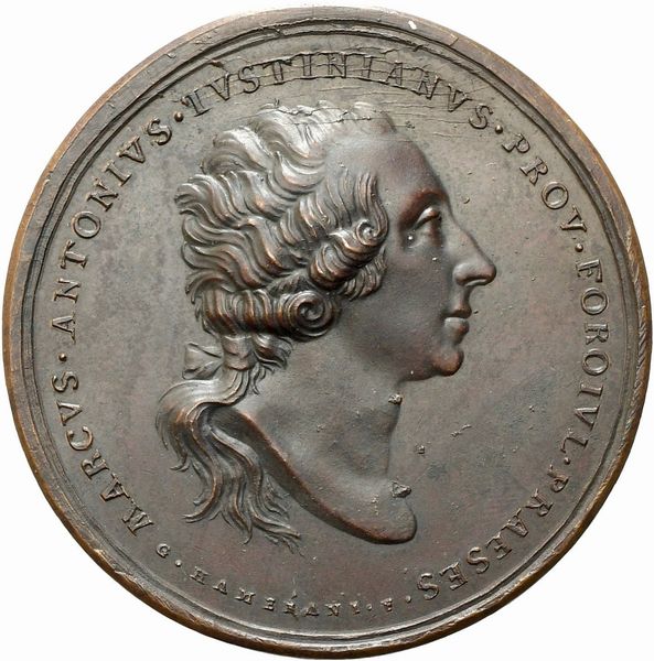 Giovanni Martino Hamerani : Marcantonio Giustinian (1741 - ?)  - Asta Placchette, Medaglie, Sculture e Ceramiche dal XIV al XIX secolo - Associazione Nazionale - Case d'Asta italiane