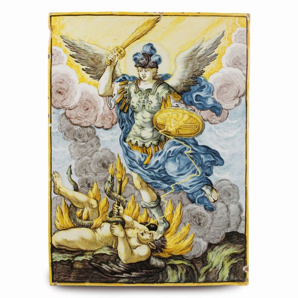 CARMINE GENTILI : S. Michele Arcangelo e il demonio,  - Asta Placchette, Medaglie, Sculture e Ceramiche dal XIV al XIX secolo - Associazione Nazionale - Case d'Asta italiane
