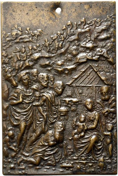 Galeazzo Mondella detto il Moderno : Adorazione dei Magi  - Asta Placchette, Medaglie, Sculture e Ceramiche dal XIV al XIX secolo - Associazione Nazionale - Case d'Asta italiane