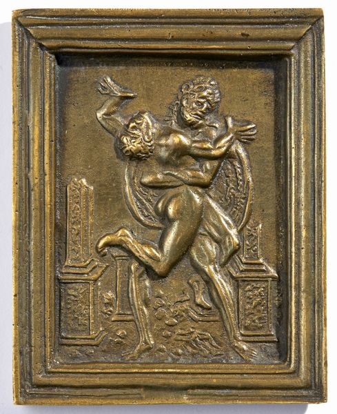 Galeazzo Mondella detto il Moderno : Ercole e Anteo  - Asta Placchette, Medaglie, Sculture e Ceramiche dal XIV al XIX secolo - Associazione Nazionale - Case d'Asta italiane