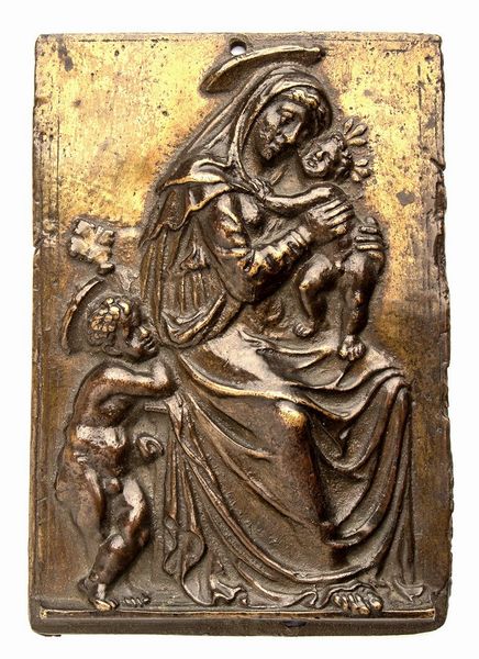 Andrea Contucci Sansovino : Madonna con Bambino e San Giovannino  - Asta Placchette, Medaglie, Sculture e Ceramiche dal XIV al XIX secolo - Associazione Nazionale - Case d'Asta italiane