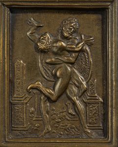 Galeazzo Mondella detto il Moderno : Ercole e Anteo  - Asta Placchette, Medaglie, Sculture e Ceramiche dal XIV al XIX secolo - Associazione Nazionale - Case d'Asta italiane