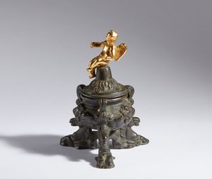 Giuseppe de Levis : Calamaio con ippocampi  - Asta Placchette, Medaglie, Sculture e Ceramiche dal XIV al XIX secolo - Associazione Nazionale - Case d'Asta italiane
