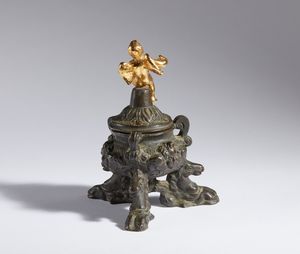 Giuseppe de Levis : Calamaio con ippocampi  - Asta Placchette, Medaglie, Sculture e Ceramiche dal XIV al XIX secolo - Associazione Nazionale - Case d'Asta italiane
