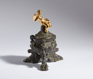 Giuseppe de Levis : Calamaio con ippocampi  - Asta Placchette, Medaglie, Sculture e Ceramiche dal XIV al XIX secolo - Associazione Nazionale - Case d'Asta italiane