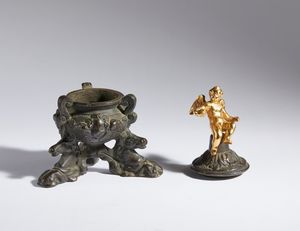 Giuseppe de Levis : Calamaio con ippocampi  - Asta Placchette, Medaglie, Sculture e Ceramiche dal XIV al XIX secolo - Associazione Nazionale - Case d'Asta italiane