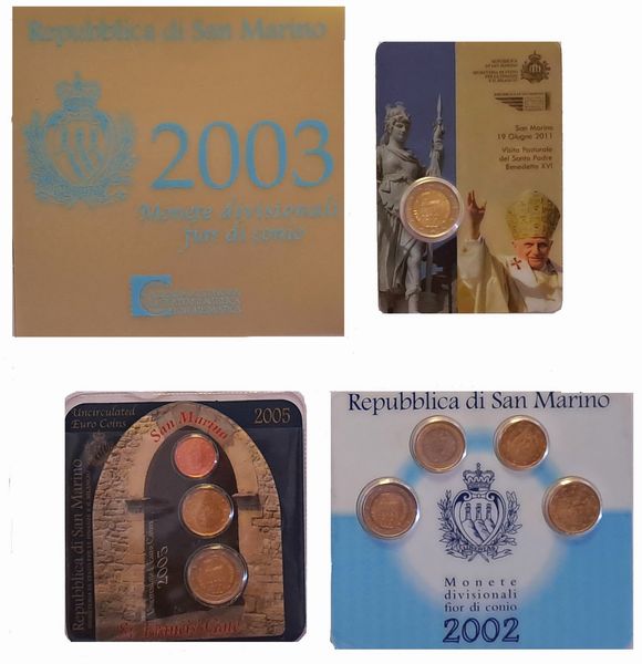 San Marino. Quattro confezioni ufficiali di monete in Euro.<BR>  - Asta Numismatica Light - Associazione Nazionale - Case d'Asta italiane