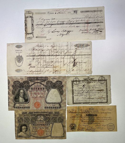 ANTICHE BANCHE ITALIANE. Lotto di sei esemplari.  - Asta Numismatica Light - Associazione Nazionale - Case d'Asta italiane