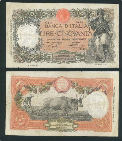 REGNO D’ITALIA. VITTORIO EMANUELE III DI SAVOIA, 1900-1946. 50 Lire tipo “Capranesi-Buoi” del 13/11/1919.  - Asta Numismatica Light - Associazione Nazionale - Case d'Asta italiane