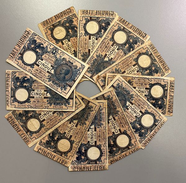 REGNO D'ITALIA. VITTORIO EMANUELE III DI SAVOIA, 1900-1946. Lotto di dodici Biglietti di Stato.  - Asta Numismatica Light - Associazione Nazionale - Case d'Asta italiane